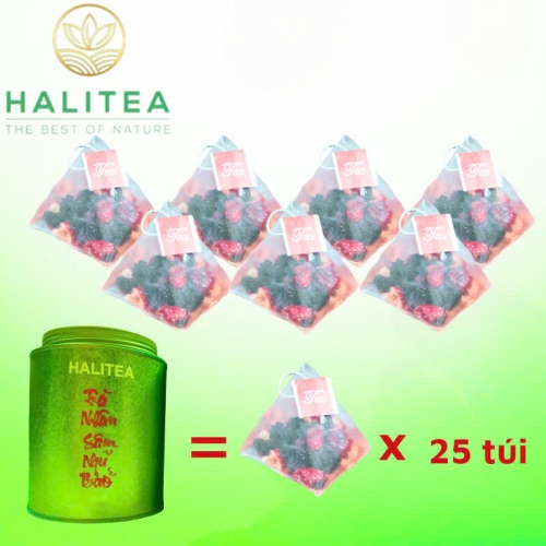 Trà Nhân Sâm Ngũ Bảo HALITEA Túi Tam Giác Hộp Thiếc 150gr/ hộp/ 25 túi 